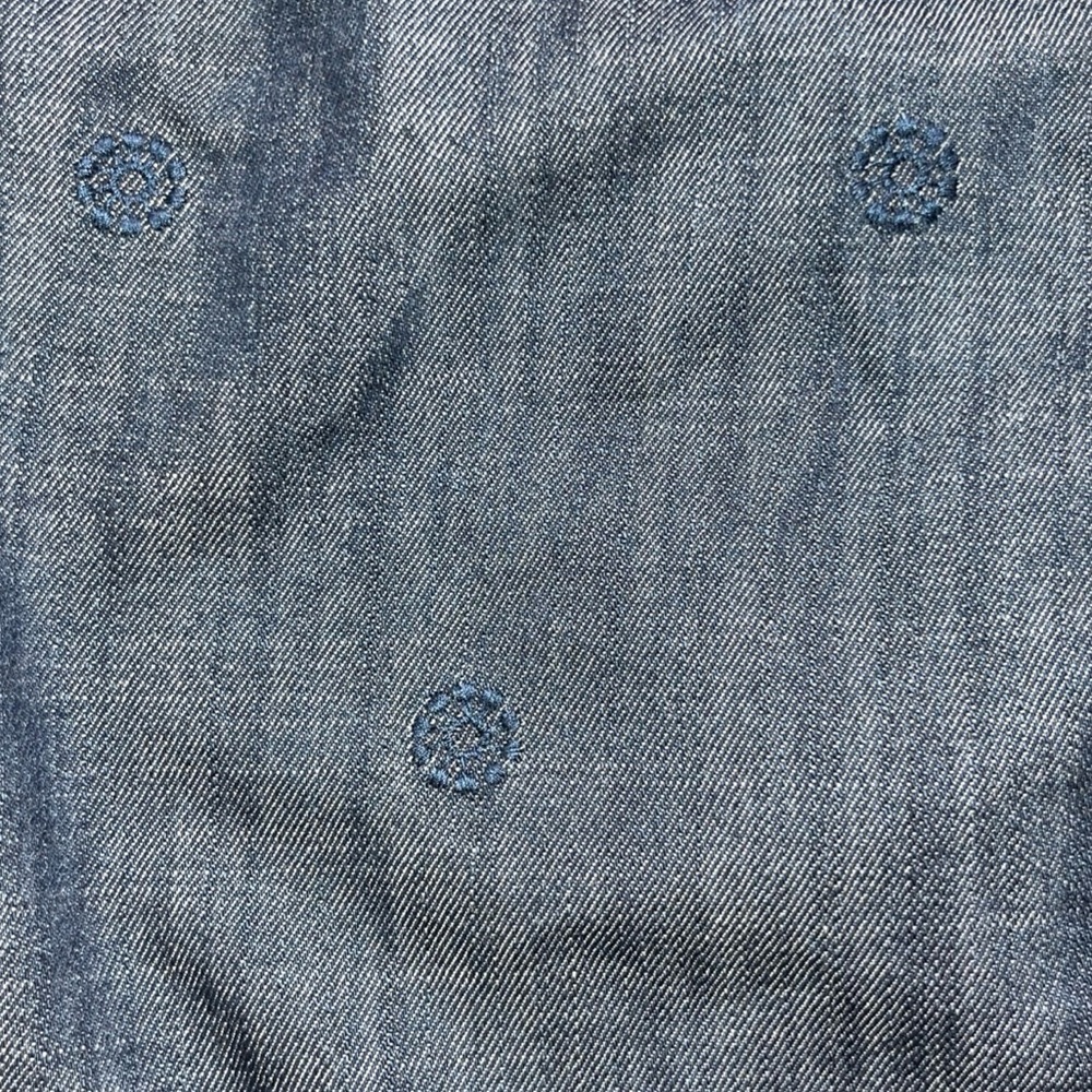 Talbots Denim Skirt NWT Womens 18 Embroidered Circle Design Pockets Belt Navy - Picture 3 of 9
